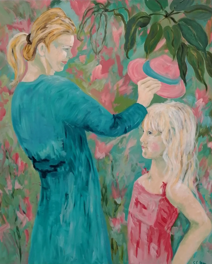 02 Sylvia Catharina Hess Fürsorge 2023 Zyklus Zerbrechliche Paradiese Acryl auf LW 110 x 90 cm
