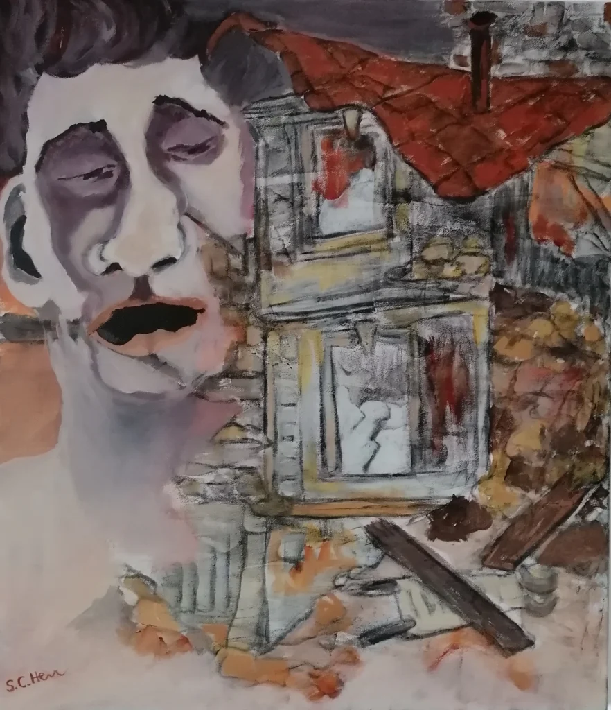 12 Sylvia Catharina Hess, Der Morgen danach, 2022, Zyklus _Tránsito_, Zeitenwende, Kohle und Acryl auf LW, 70 x 60 cm